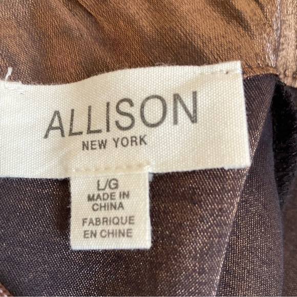 Allison New York Metallic Chiffon Smocked Long Tie bow Sleeve Blouse in Copper - Picture 4 of 9